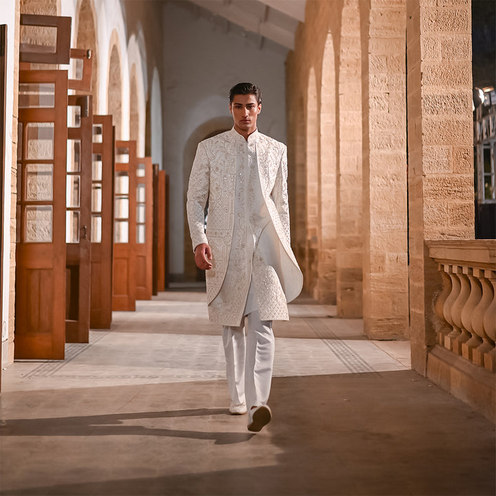 Off-White Satin Sherwani