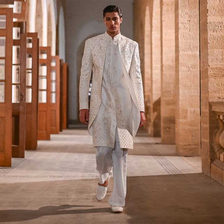 Off-White Satin Sherwani