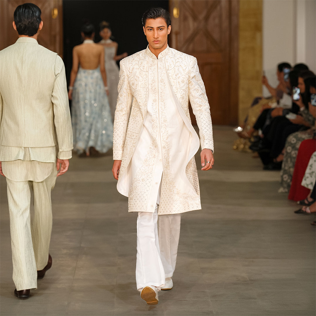 Off-White Satin Sherwani