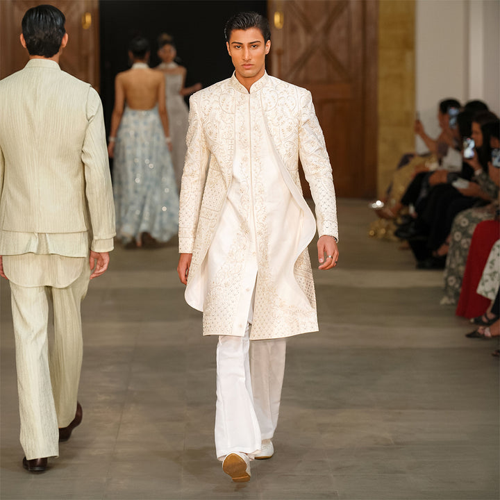 Off-White Satin Sherwani