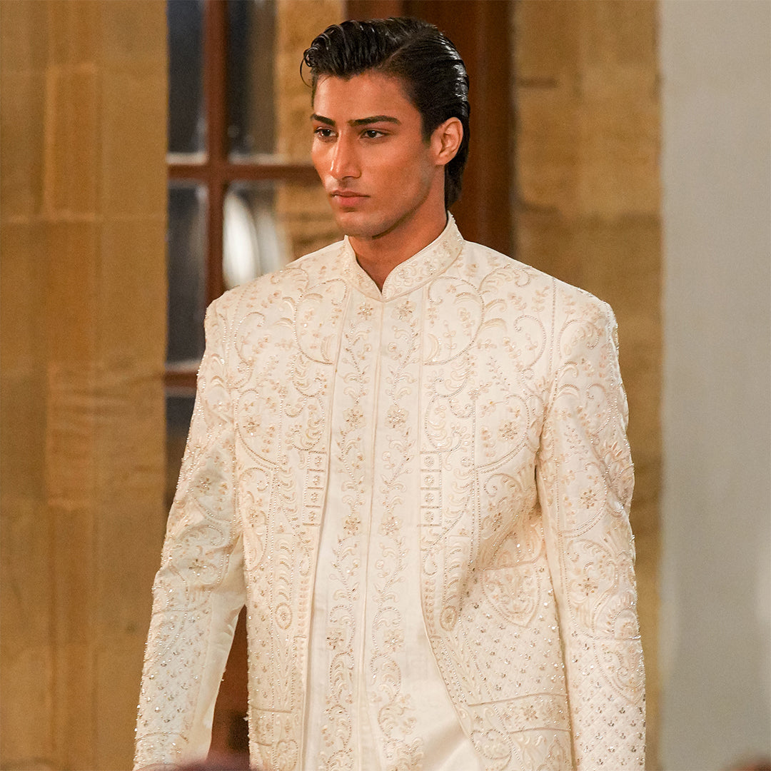 Off-White Satin Sherwani