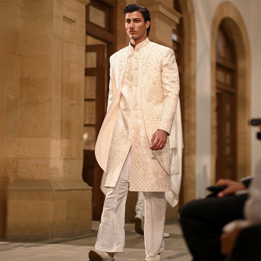 Off-White Satin Sherwani