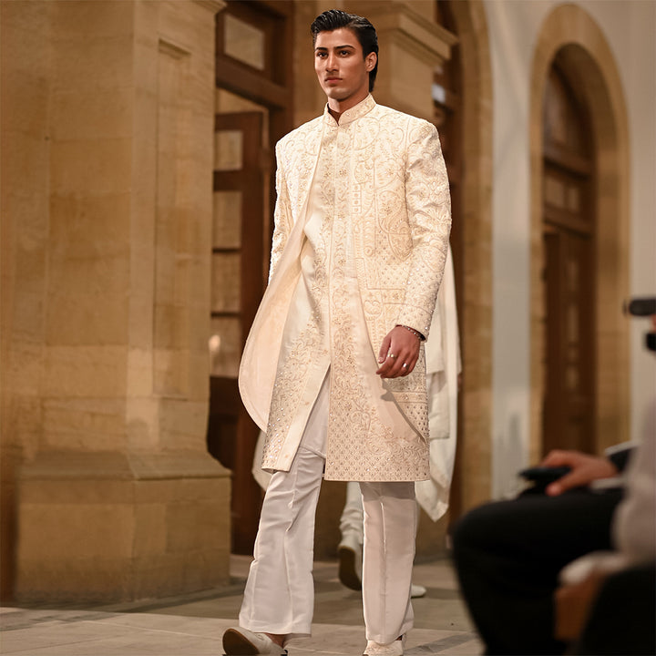 Off-White Satin Sherwani