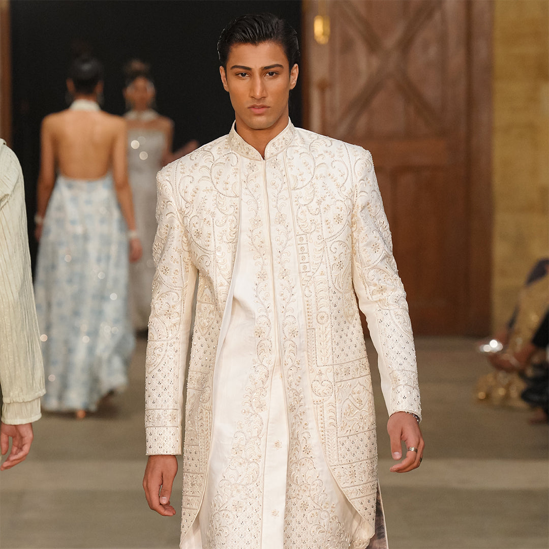 Off-White Satin Sherwani