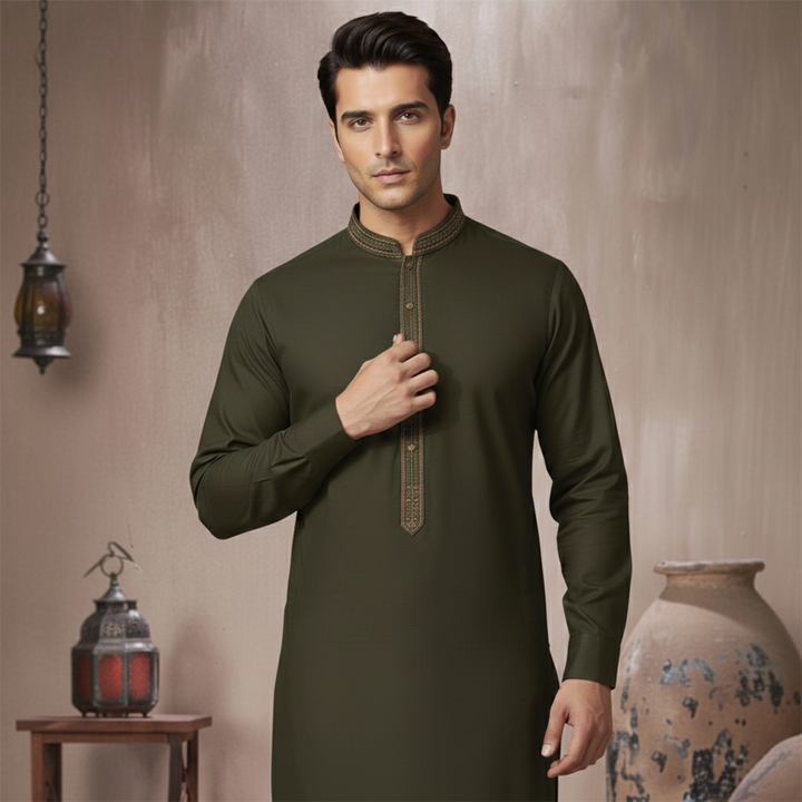 PV Black Olive Classic Fit EMB Suit