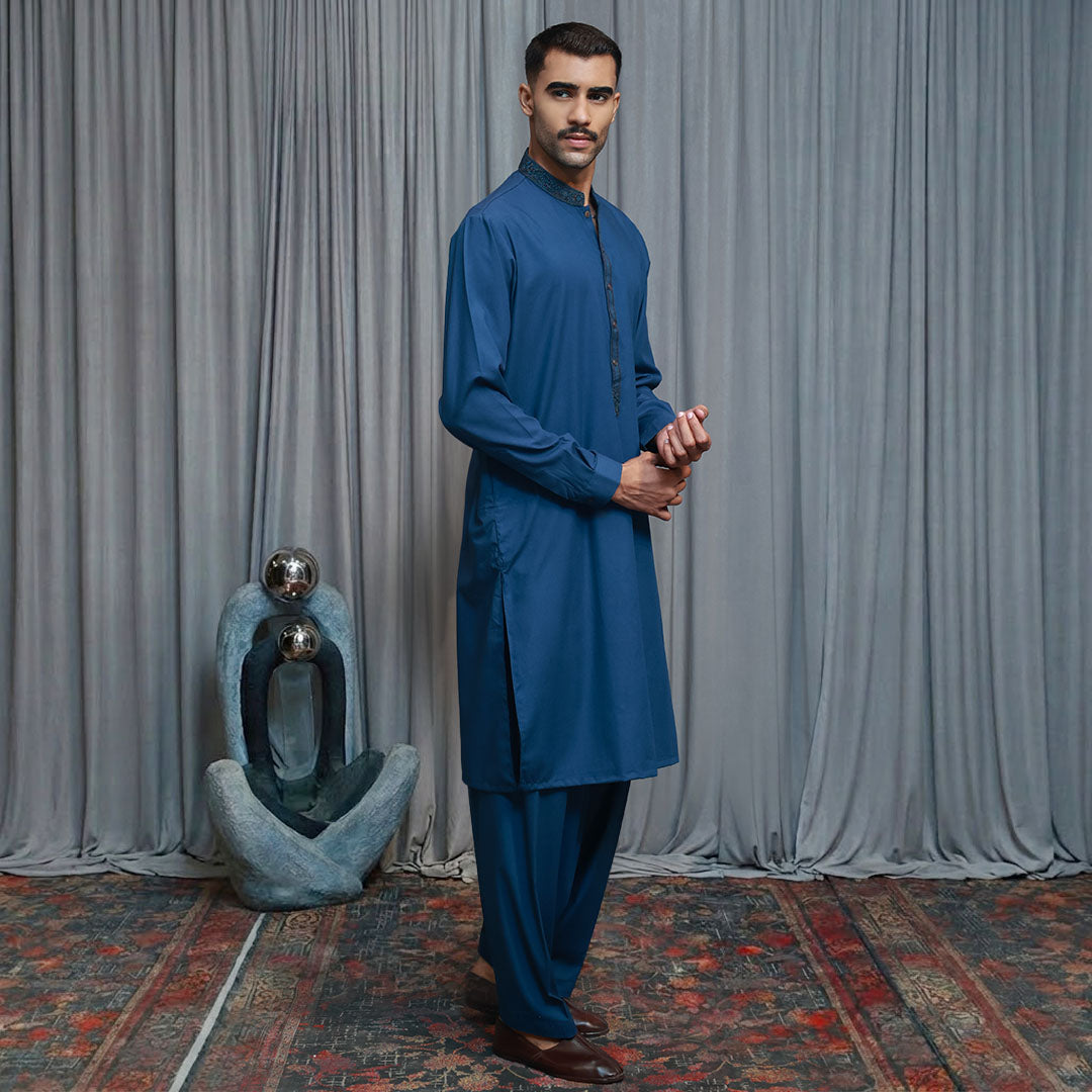 Poly Viscos Ensign Blue Classic Fit EMB Suit