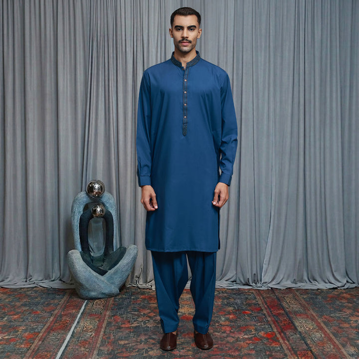 Poly Viscos Ensign Blue Classic Fit EMB Suit