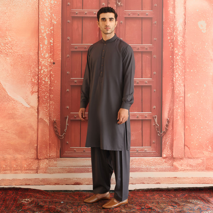 Poly Viscose Asphalt Classic Fit Suit