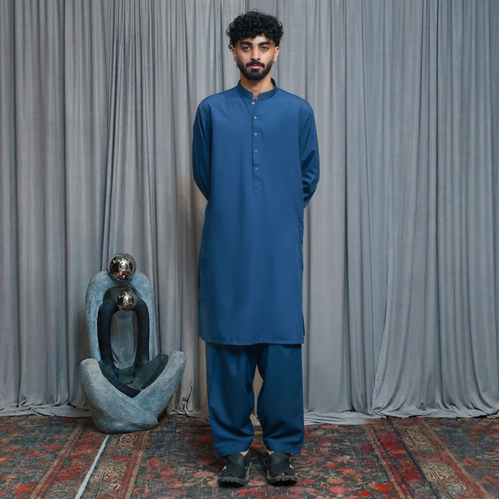 Poly Viscose Blue Wing Teal Classic Fit Suit