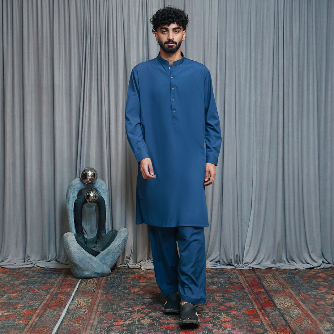 Poly Viscose Blue Wing Teal Classic Fit Suit