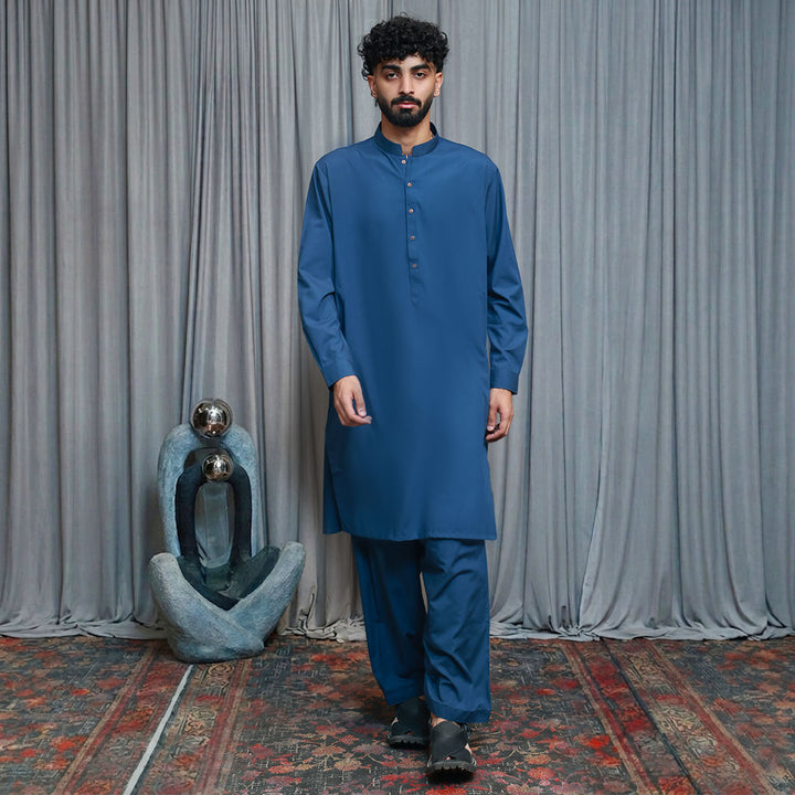 Poly Viscose Blue Wing Teal Classic Fit Suit