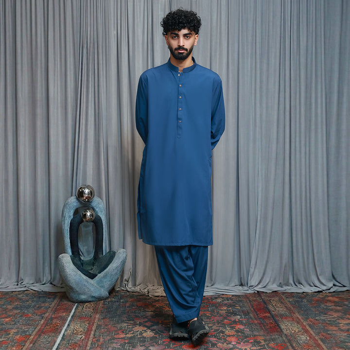 Poly Viscose Blue Wing Teal Classic Fit Suit