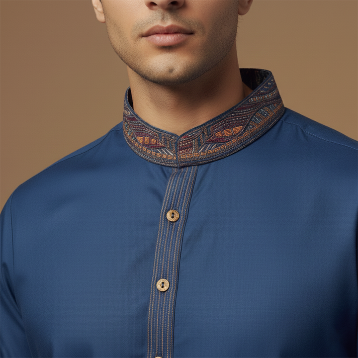 PV Blue Wing Teal Classic Fit Embroidered Slightly Defected Suit