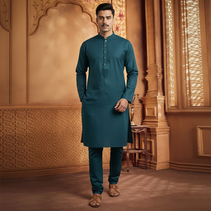 Poly Viscose Blue Wing Teal Slim Fit Suit