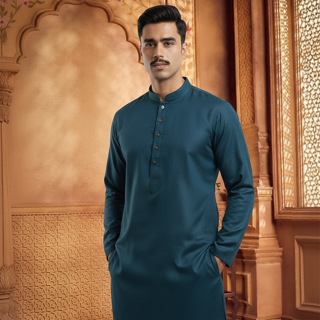 Poly Viscose Blue Wing Teal Slim Fit Suit