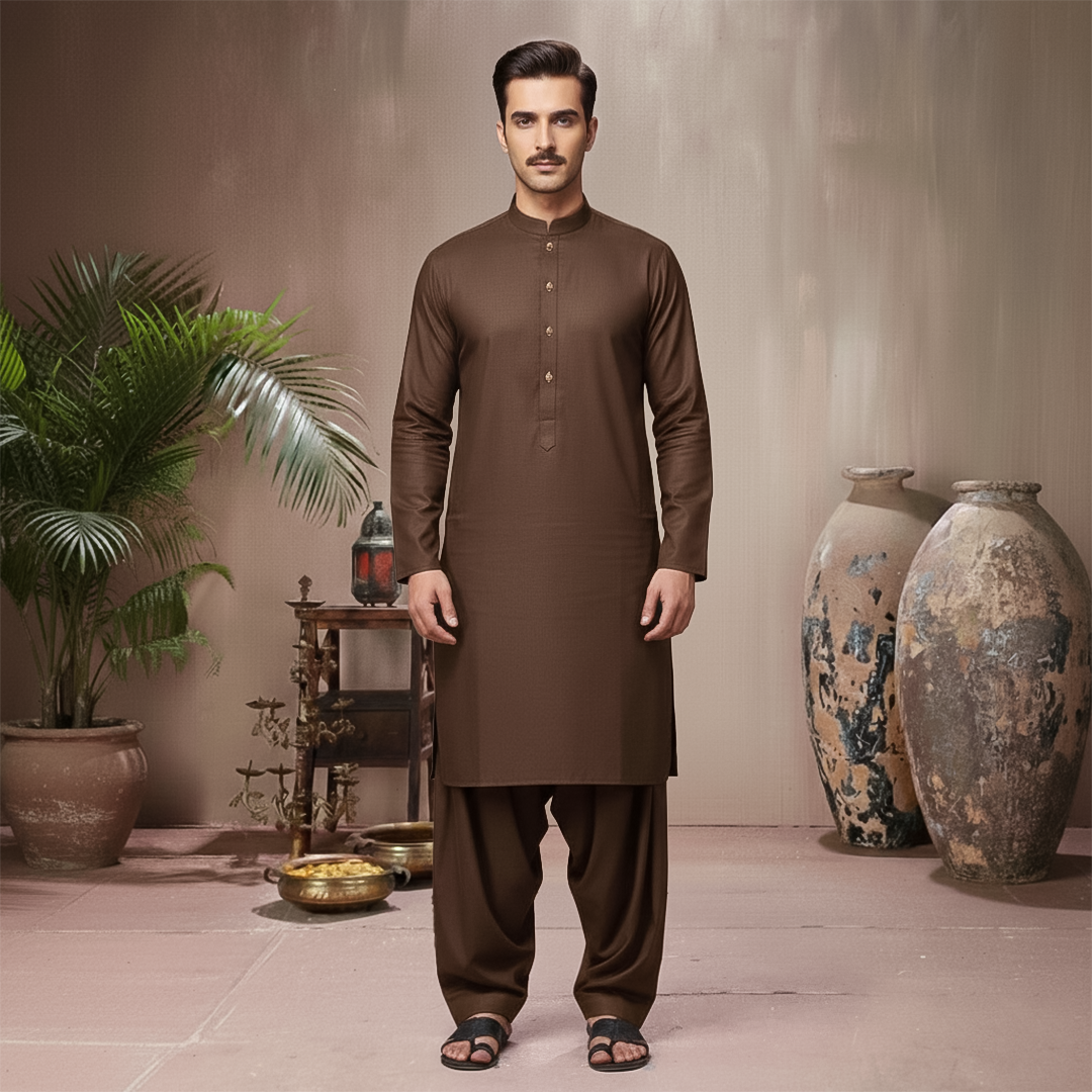 Poly Viscose Brown Classic Fit Suit