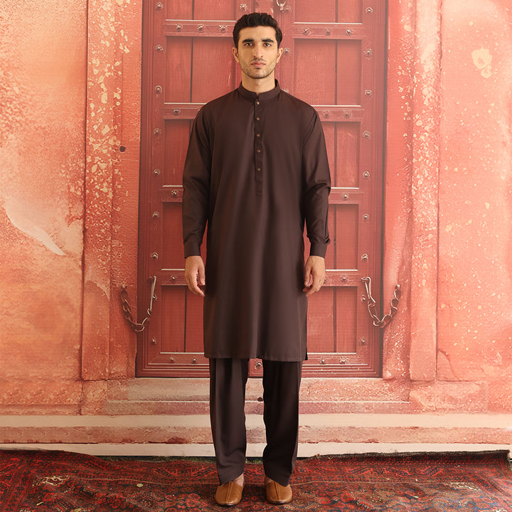 Poly Viscose Chocolate Brown Classic Fit Suit