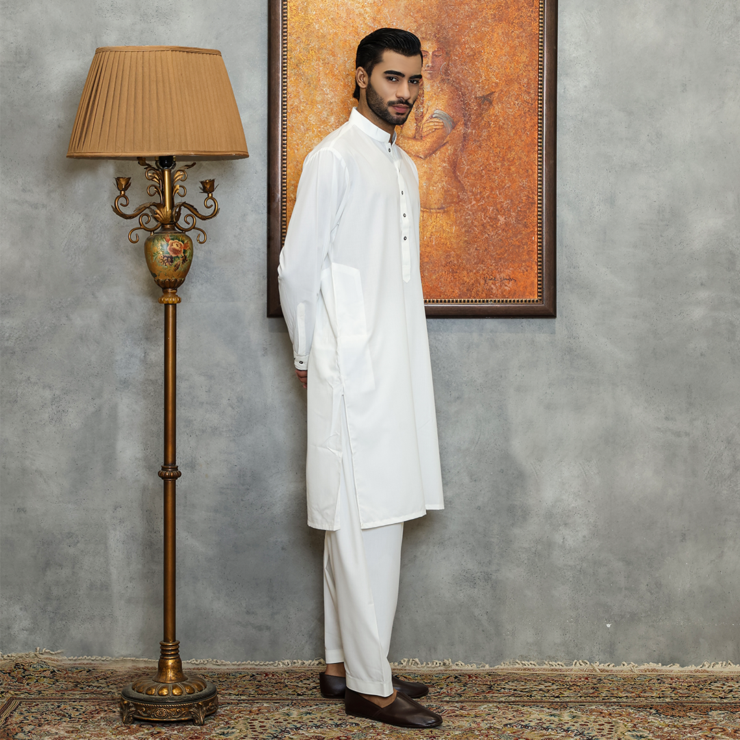 Poly Viscose Cloud Dancer Classic Fit Suit