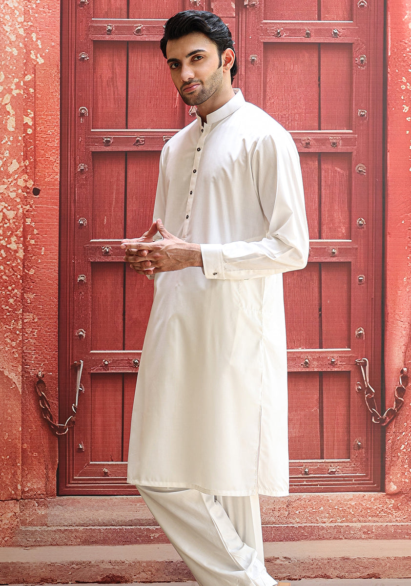 Poly Viscose Cloud Dancer Slim Fit Suit