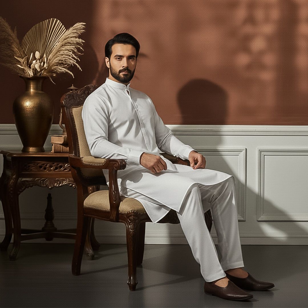 Poly Viscose Cloud Dancer Slim Fit Suit