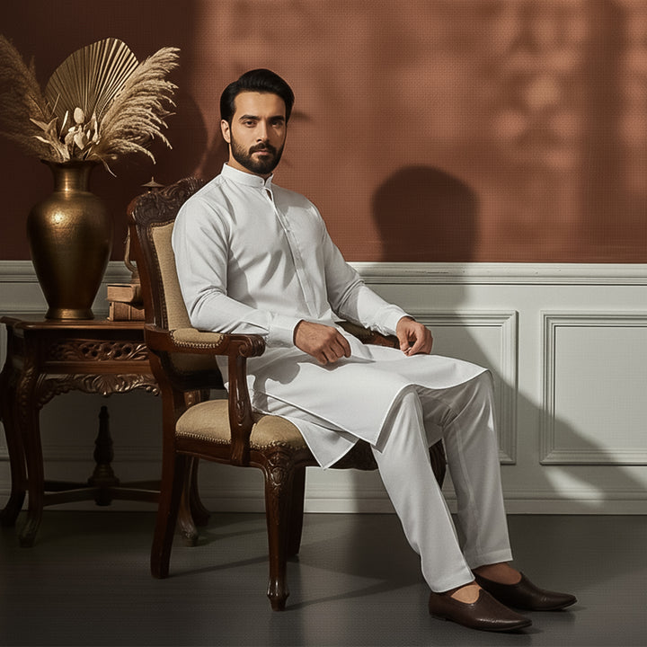 Poly Viscose Cloud Dancer Slim Fit Suit