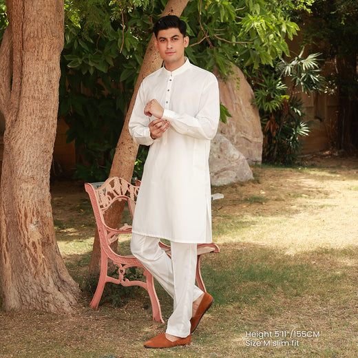 Poly Viscose Cloud Dancer Slim Fit Suit