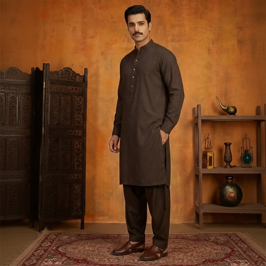 Poly Viscose Coffee Bean Classic Fit Suit