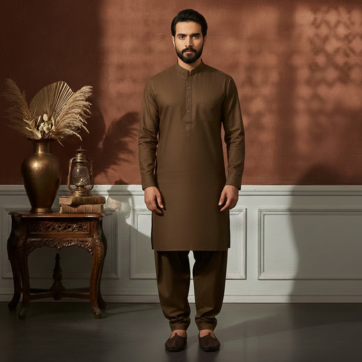 Poly Viscose Coffee Liqueur Classic Fit Suit