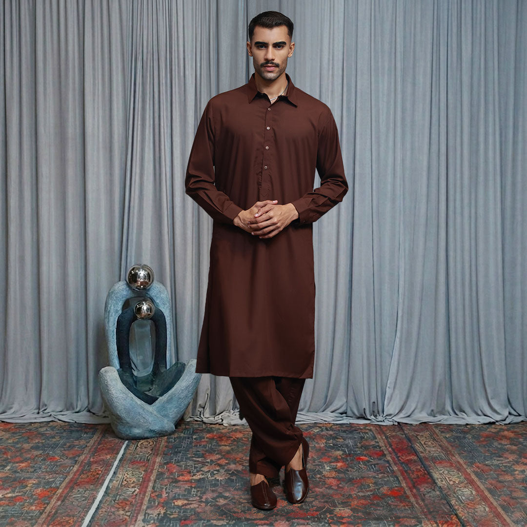 Poly Viscose Coffee Liqueur Slim Fit Suit