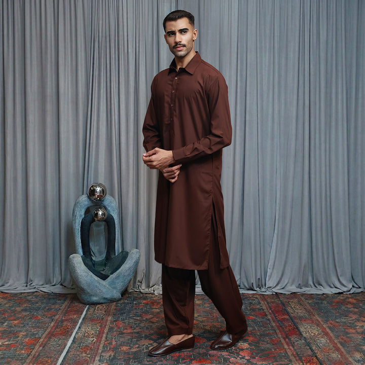 Poly Viscose Coffee Liqueur Slim Fit Suit