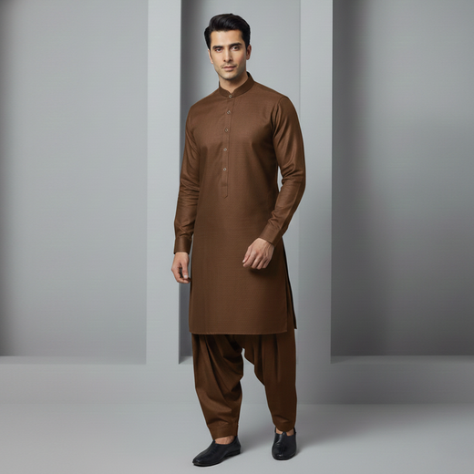 Poly Viscose Dark Brown Slim Fit Suit