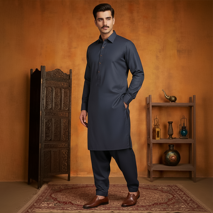 Poly Viscose  Dark Sapphire Classic Fit Suit
