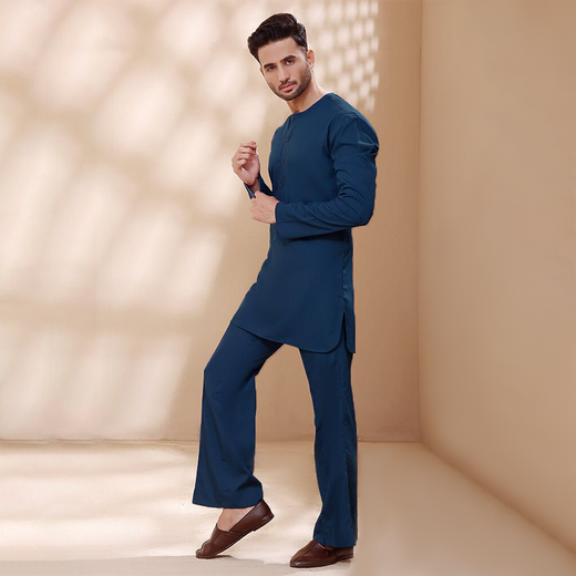 PV Majolica blue Modern Fit EMB Kurta Pajama