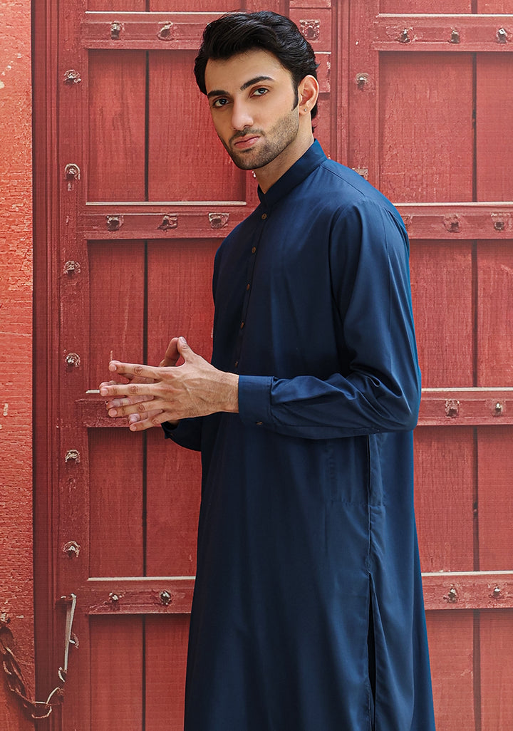 PV Moroccan Blue Classic Fit Plain Kameez Shalwar