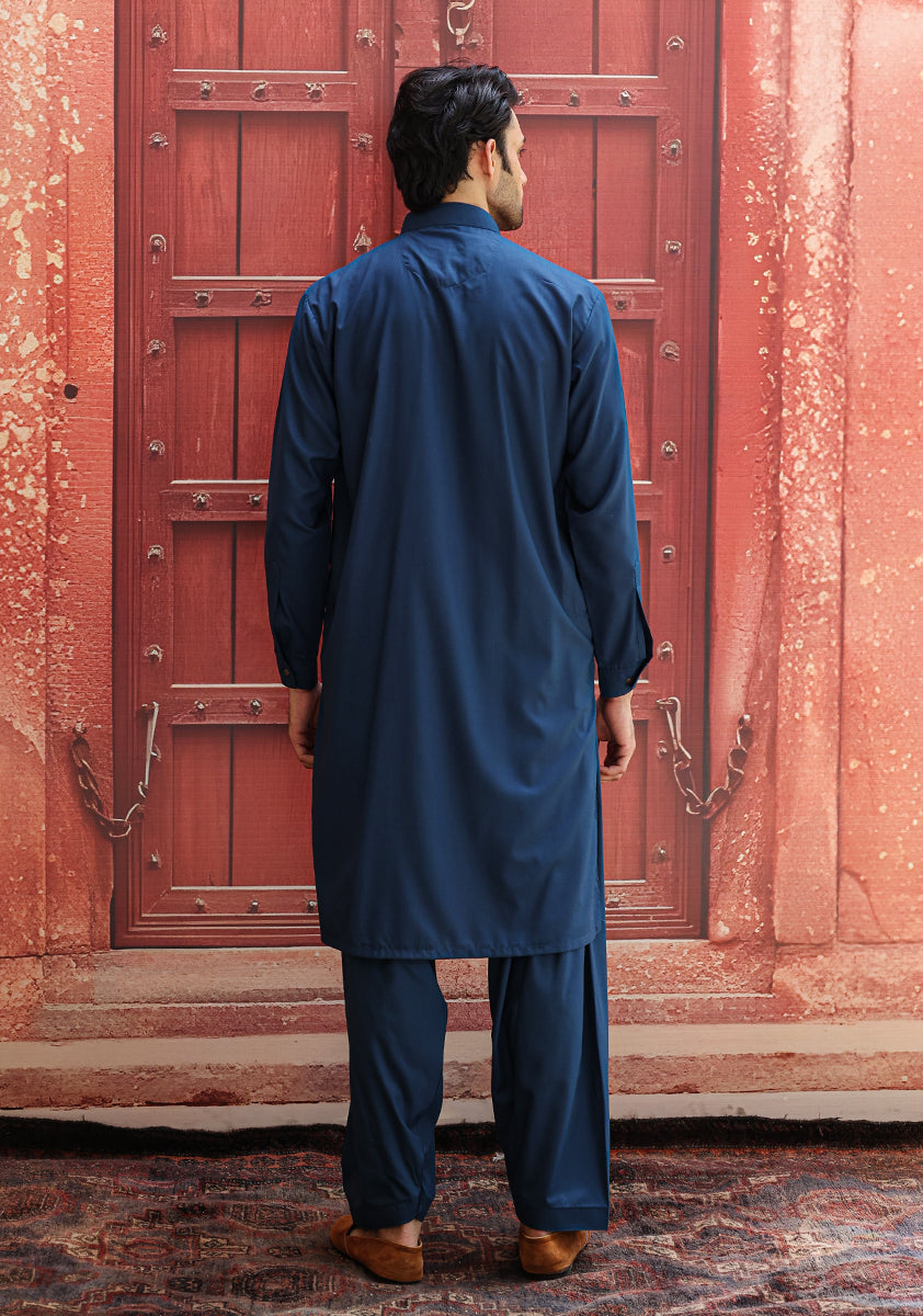 PV Moroccan Blue Classic Fit Plain Kameez Shalwar