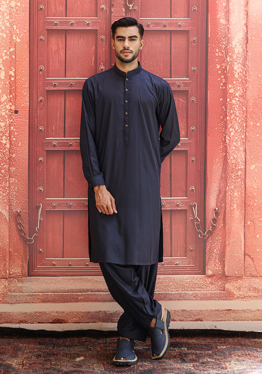 PV Navy Blazer Slim Fit Plain Kurta Shalwar