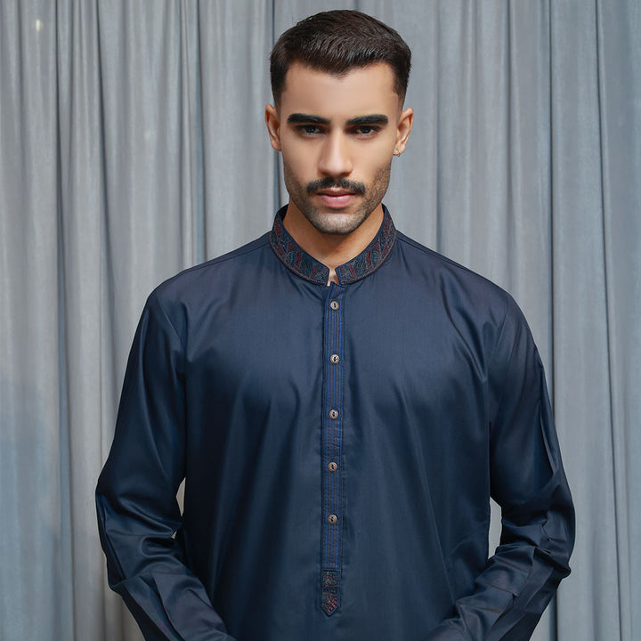 Poly Viscose Outer Space  Classic  Fit Embroidered Suit