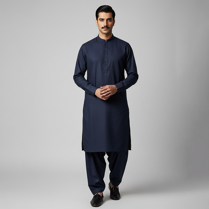 Poly Viscose Outer Space Classic Fit Plain Suit