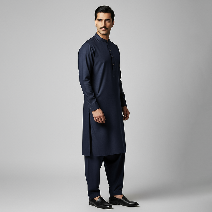 Poly Viscose Outer Space Classic Fit Plain Suit