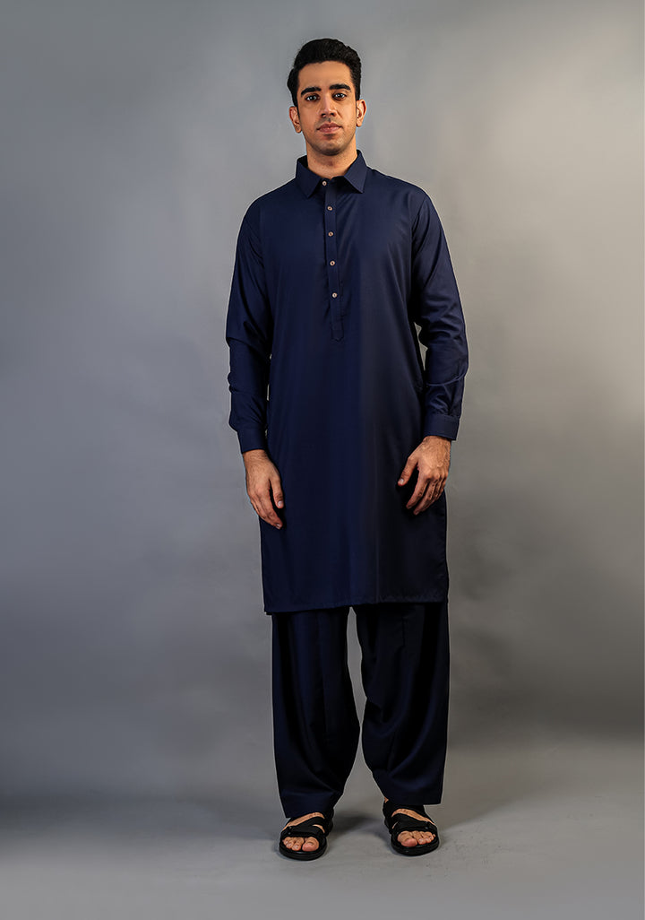 Poly Viscose Outer space Classic Fit Slightly Defected  Plain Suit