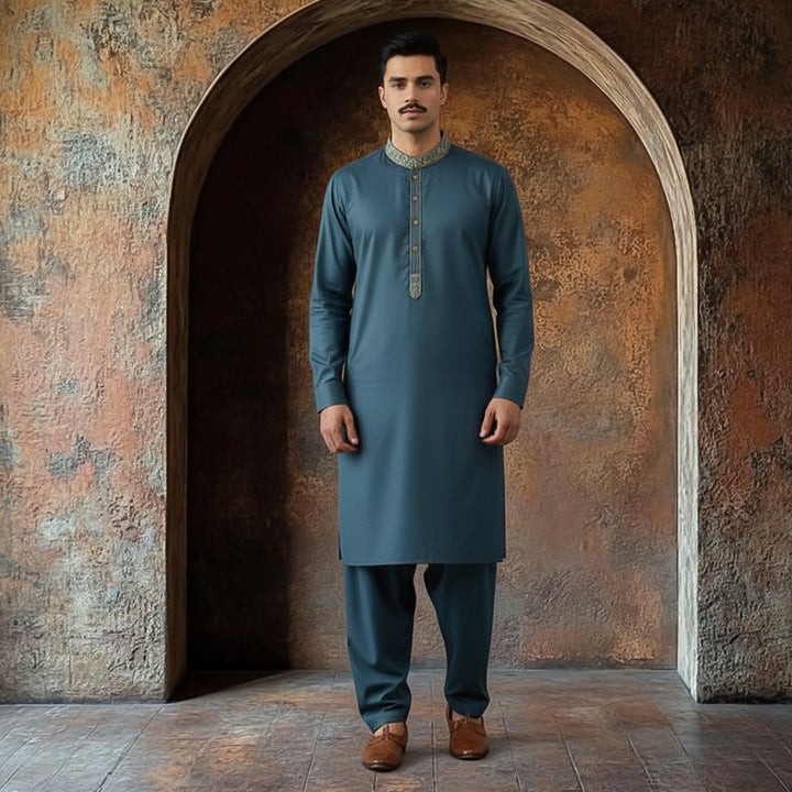 Poly Viscose Reflecting Pond Classic Fit Embroidered Suit