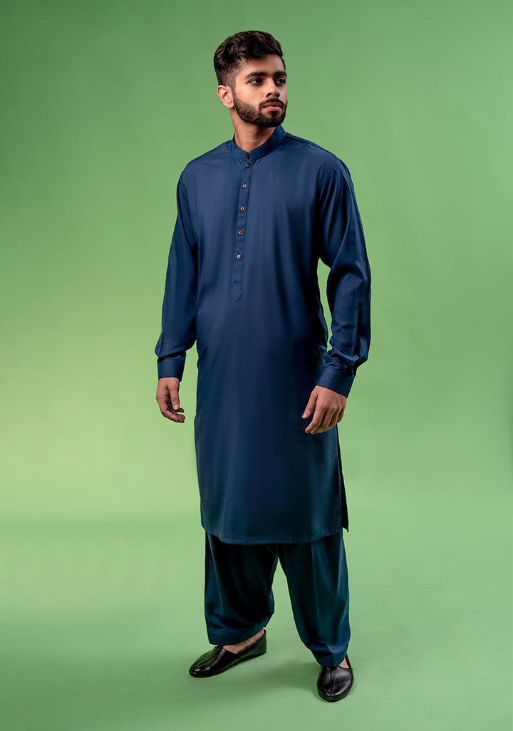 Poly Viscose Sailor Blue Classic Fit Slightly Defected Plain Suit