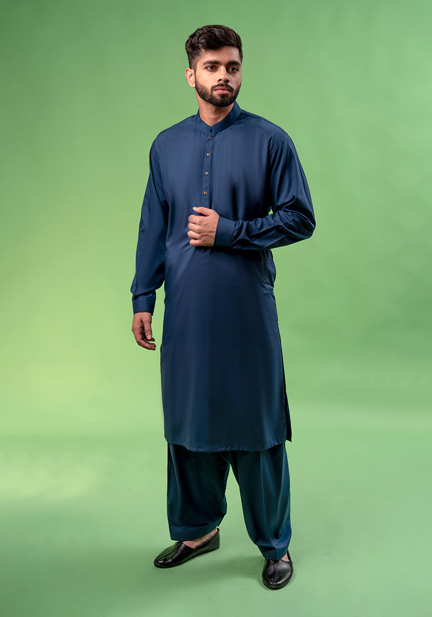 Poly Viscose Sailor Blue Classic Fit Slightly Defected Plain Suit