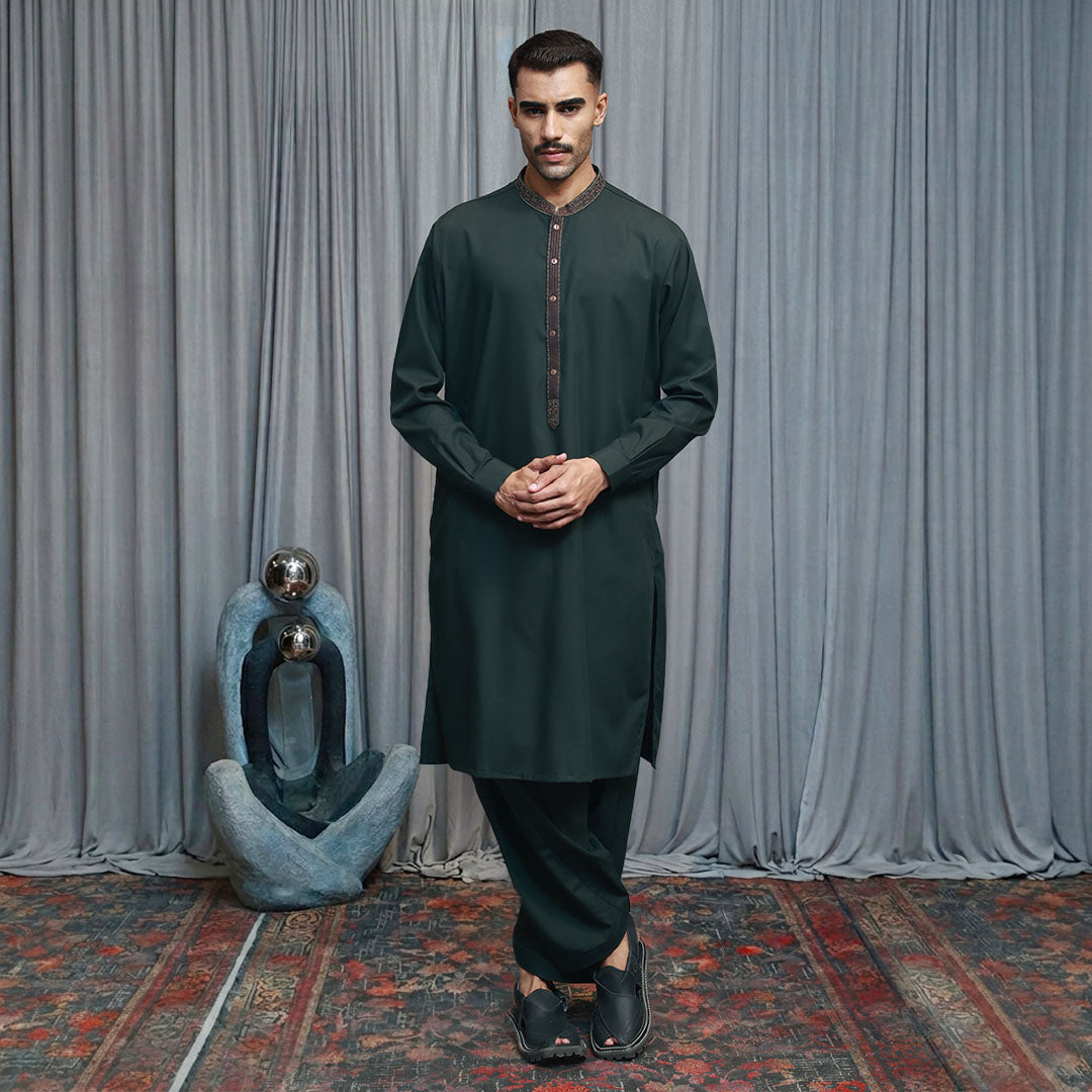 Poly Viscose Scarab Classic Fit Embroidered Suit
