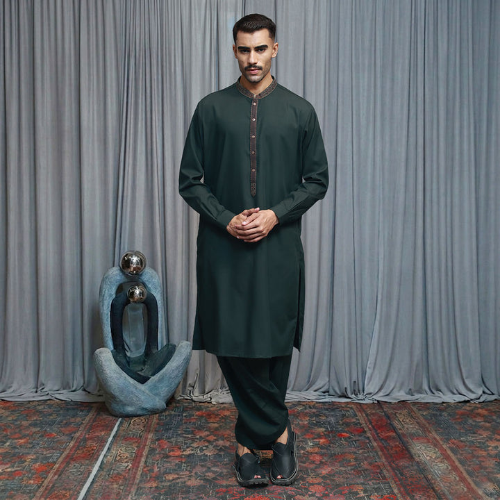 Poly Viscose Scarab Classic Fit Embroidered Suit