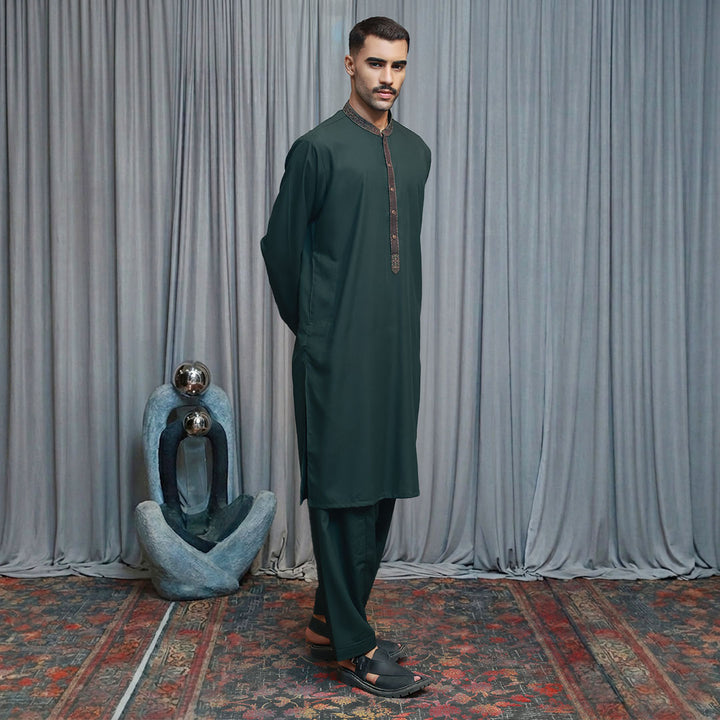Poly Viscose Scarab Classic Fit Embroidered Suit