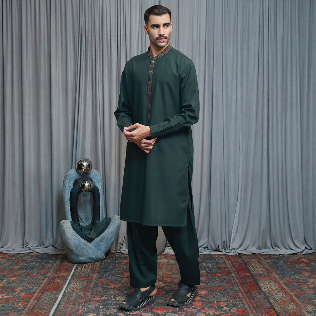 Poly Viscose Scarab Classic Fit Embroidered Suit