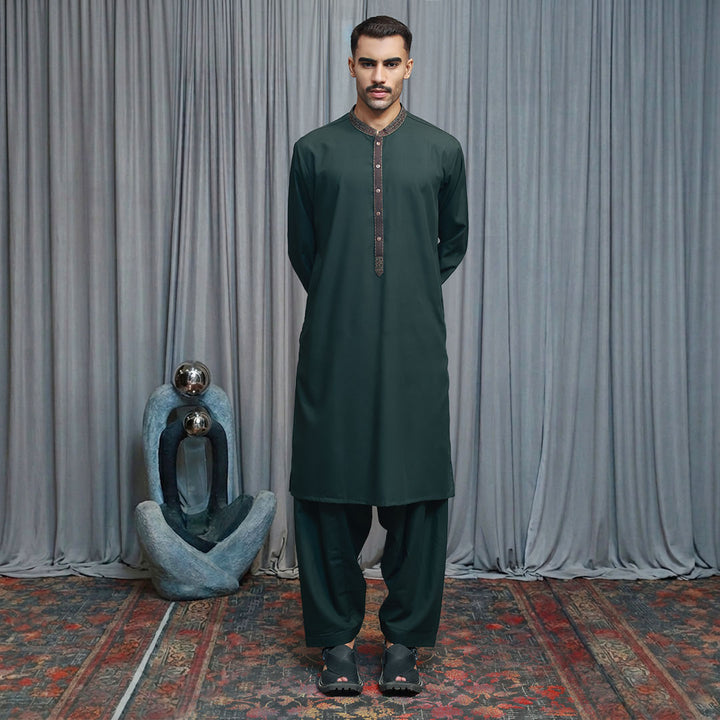 Poly Viscose Scarab Classic Fit Embroidered Suit