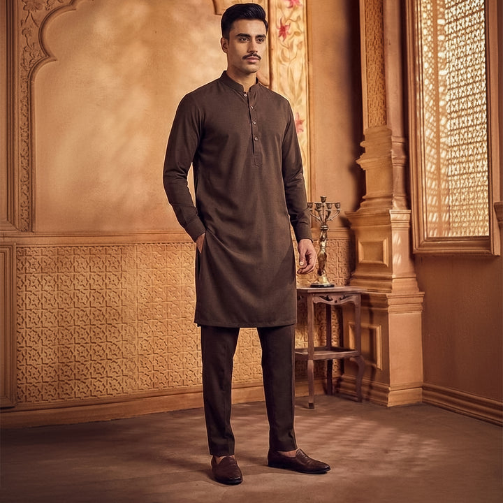 Poly Viscose Seal Brown Slim Fit Suit