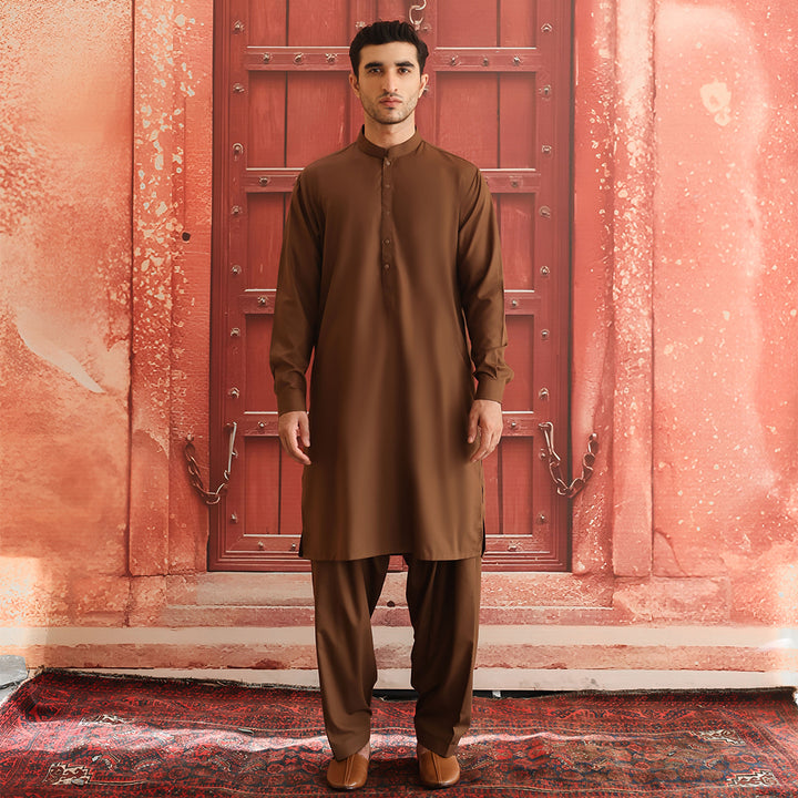 Poly Viscose Toffee Classic Fit Suit